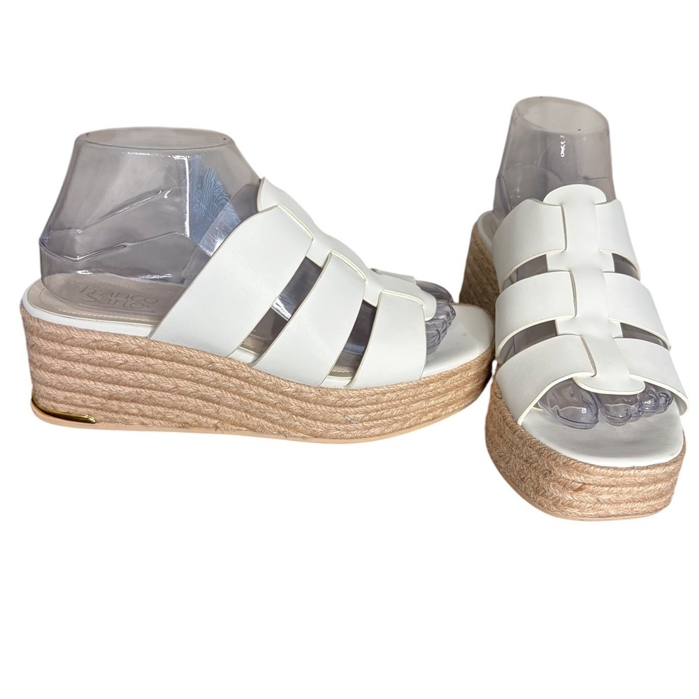 NWOB Franco Sarto White Tevin Sandals Espadrille Wedge Women's‎ Size 7.5M